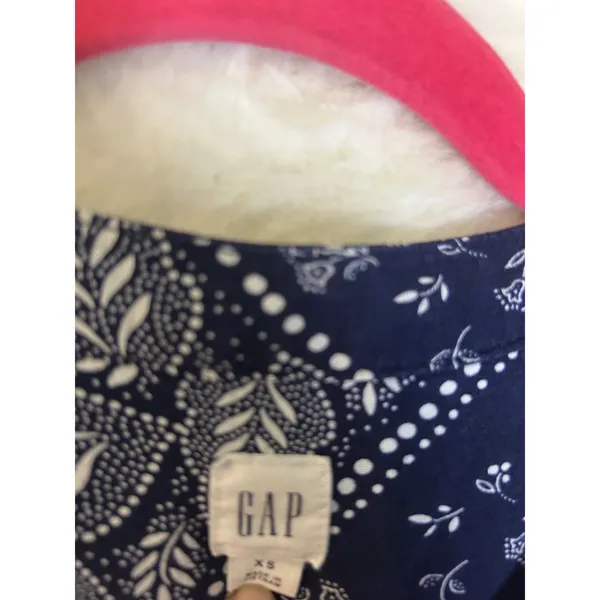 Gap Dress Womens XS Navy Blue White Bandana Paisley Sleeveless‎ Midi Tie Waist - Image 4