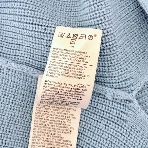 ATHLETA Hanover Refined Merino Wool V-Neck Sweater Solid Heron Blue Knit Small - Image 11