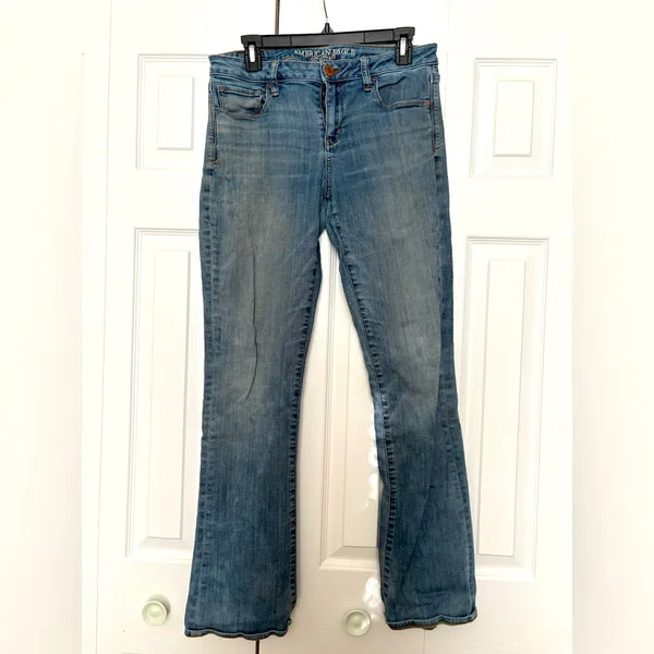 American Eagle Outfitters Blue Women's Distressed Flared Jeans Size 10 - Image 2