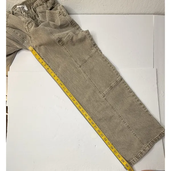 RSQ Jeans Womens Sz 27 Denim Mid Rise Wide‎ Leg Baggy Pants Hippie Grunge Tan - Image 4