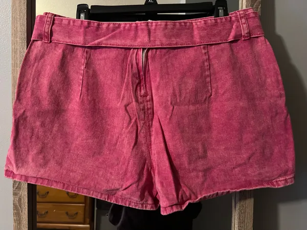 SheIn Pink Denim Buckle Mini Skort - Image 4