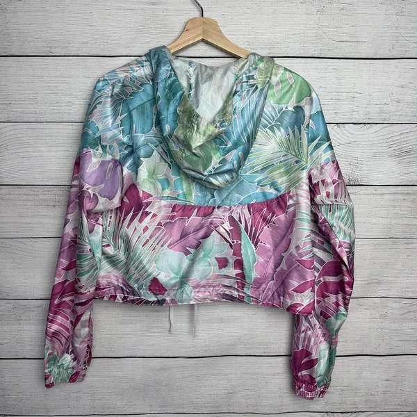 Nike Sportswear Women's‎ Sz Small Tropical Floral Windrunner Crop Hoodie Jacket - Image 6