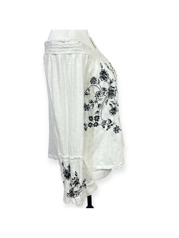 Anthropologie Annie Embroidered Off-The-Shoulder Blouse Size M Boho - Image 5