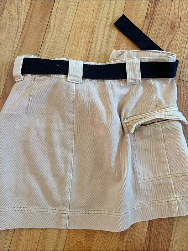 Pac Sun Women’s Size 26 Belted Zip Up Khaki Denim Cargo Mini Skirt - Image 4