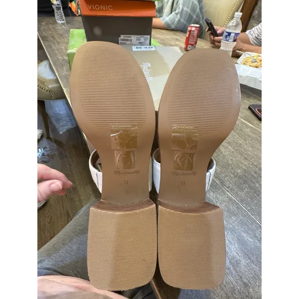 Madewell The Saige Double Strap Heeled Mules Sandal Leather Pale Oyster Size 11 - Image 7