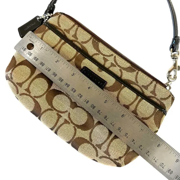 Coach Brown Tan Jacquard Canvas Monogrammed Signature Cs Zip Wristlet No F51685 - Image 7