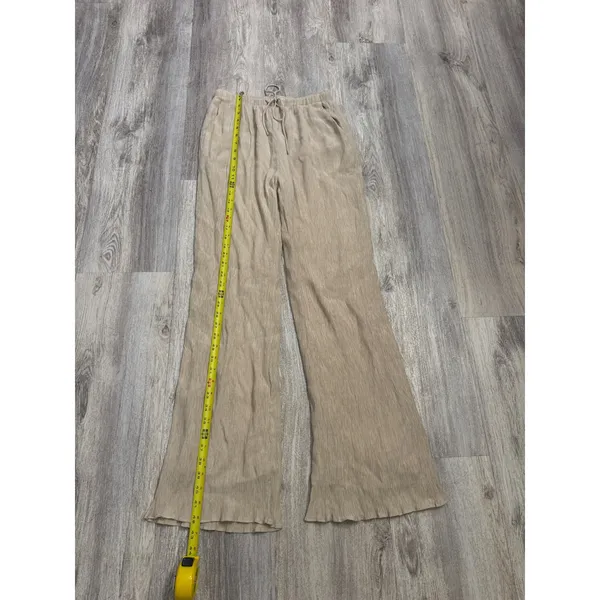 Abercrombie & Fitch Tan Crinkle Textured Wide Leg Drawstring Pants Small - Image 5