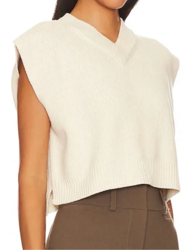 Free People Cream V-Neck “Easy Street” Knit Sweater Vest S - Image 3