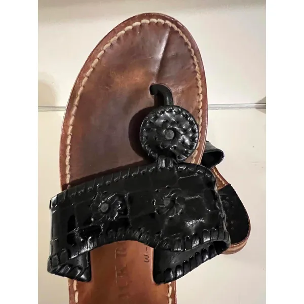 Jack Rogers Women's Black Leather Sandals - Image 6