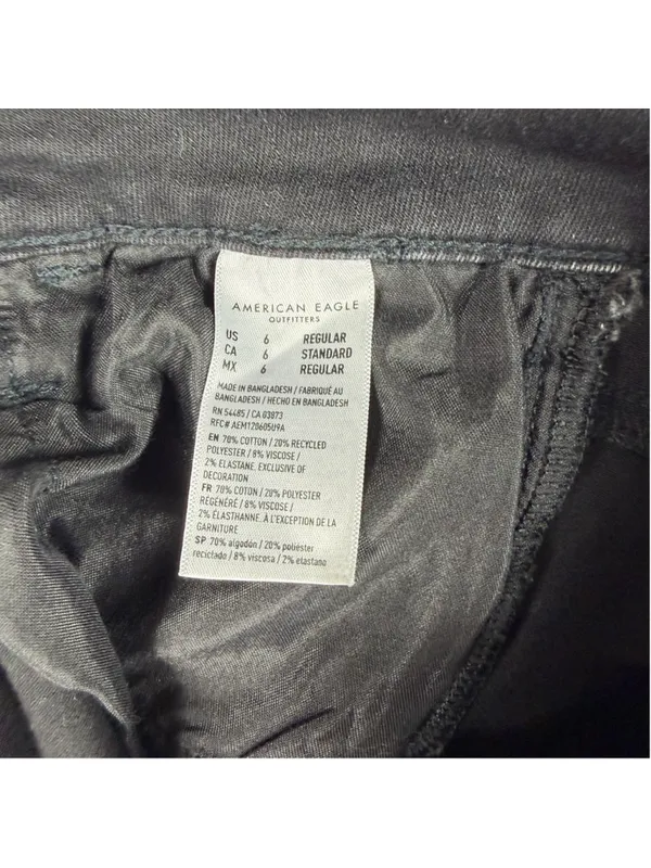 American Eagle Next Level Stretch Black Jegging Jeans Women 6 Skinny Mid Rise - Image 3