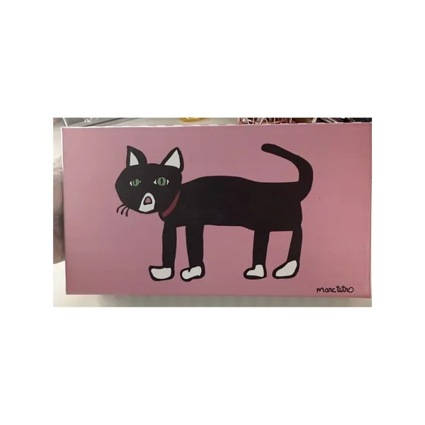 Marc Tetro Black Tuxedo Cat‎ Zip Around Long Wallet Pink Saffiano Pop Art NIB - Image 4