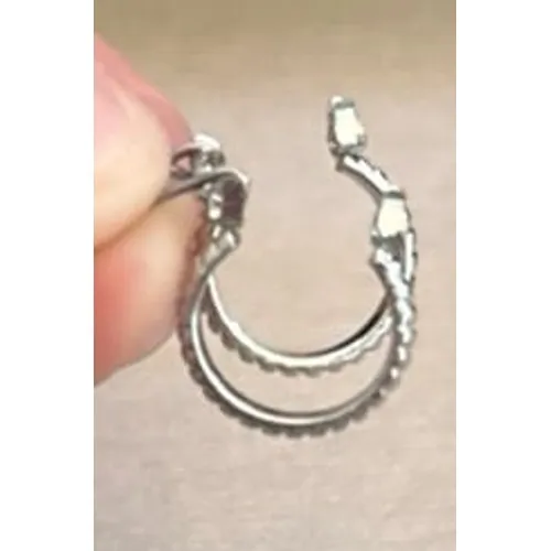 Small sterling silver‎ twisted rope hoop hinged snap closure Earring - Image 4