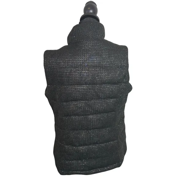 Charter Club Black Metallic Gold‎ Tweed Puffer Vest Quilted Jacket Size S - Image 4