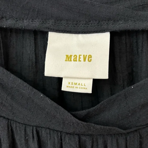 ANTHROPOLOGIE Maeve XS Black Flutter Sleeve Whimsigoth Flowy Top Semi‎ Sheer - Image 7