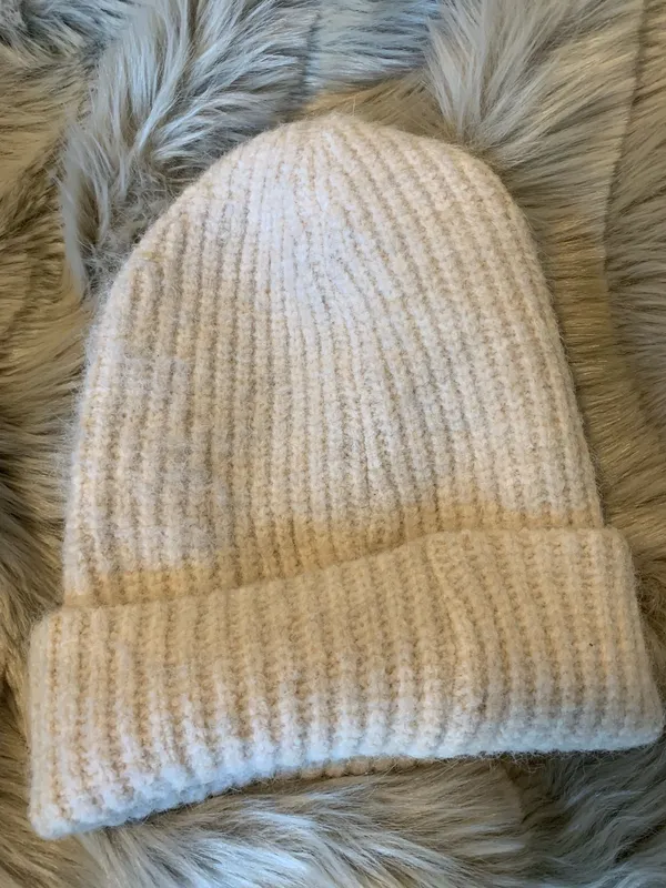 NWT Favorite Daughter The Logo Patch Rib Beanie Tan - Image 2
