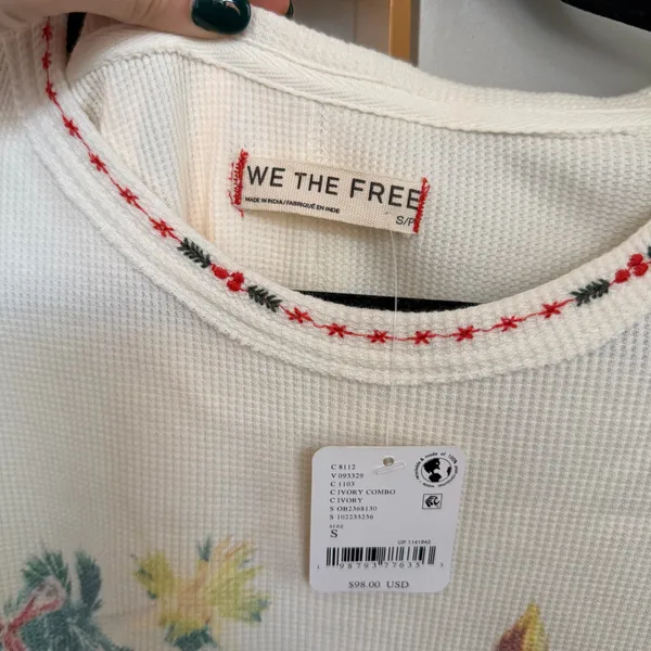 We The Free Merry Meowy Waffle Knit Holiday Tee - Image 6