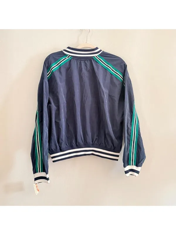 Free People Movement Navy Blue & Green Pullover Track Jacket - Image 6