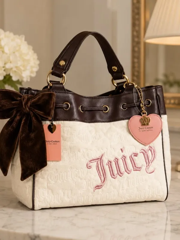 Juicy Couture Daydreamer Tote Angel Pink Brown Y2K Shoulder Bag NWT - Image 2