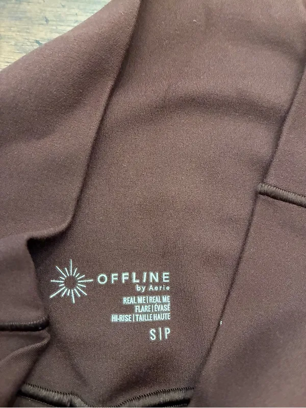 Offline by Aerie Real Me High Waisted Crossover Flare Leggings Brown Small Yoga - Image 2