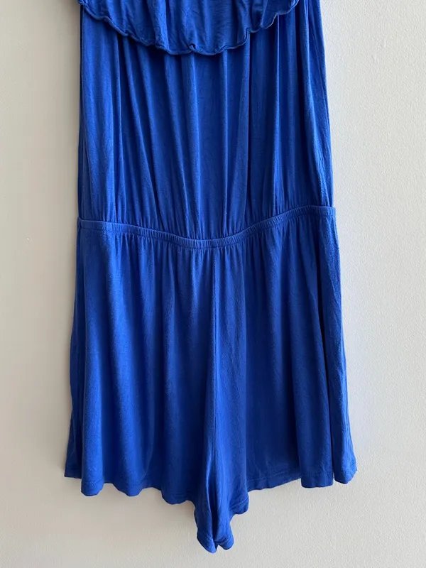 maitai Stretchy Off the Shoulder Ruffle Romper, Casual Summer,Royal Blue, Medium - Image 11