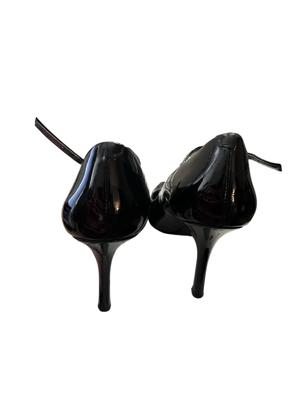 Nine West Peep Toe Pumps Stiletto Heel Patent Black 8.5M - Image 5