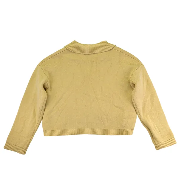 CAARA Mustard Yellow Collared Knit Sweater Cropped Pullover Womens Medium Prep‎ - Image 2
