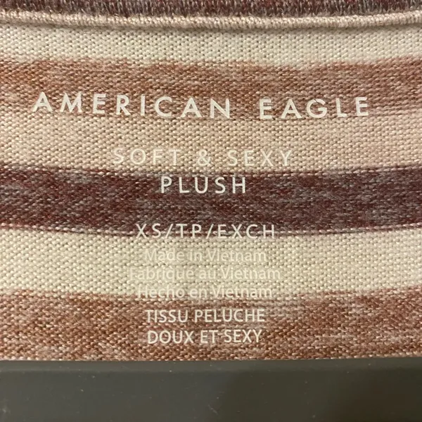 Womens American Eagle‎ Soft & Sexy Plush Long Sleeve Pullover Brown Striped XS - Image 2
