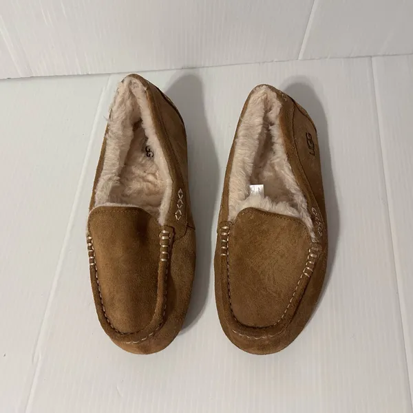 UGG SN 1106878 Ansley brown suede sheepskin-lined slippers women size 9 - Image 3