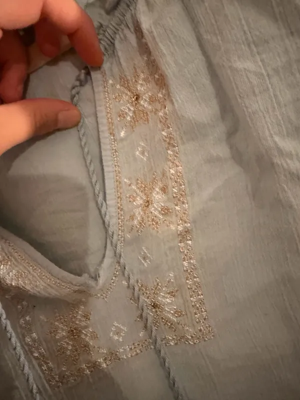 Light Blue Abercrombie & Fitch Bell Sleeve Blouse - Image 4