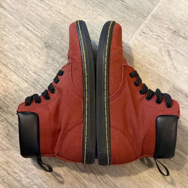 Dr. Martens Maelly Maroon Canvas 6 Eye Lace Up Ankle Boots Women's Size 8 AW004 - Image 4
