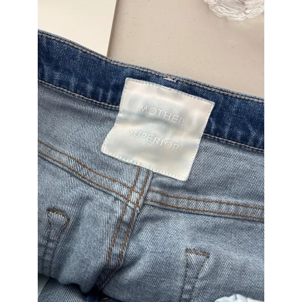 Mother The Ditcher Crop Jeans Blue Broken Record Distressed 1448-259 Size 29 - Image 5