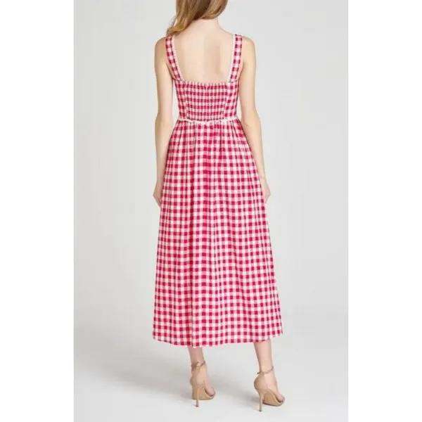 💕WAYF x Styled Coco!💕 Gracie Gingham Linen-Blend Midi Dress Red Gingham XL NWT - Image 10