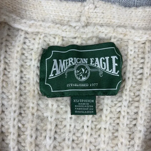 American Eagle Cardigan Sweater Womens XS White Cable Knit Cottage Comfy Fall - Image 3