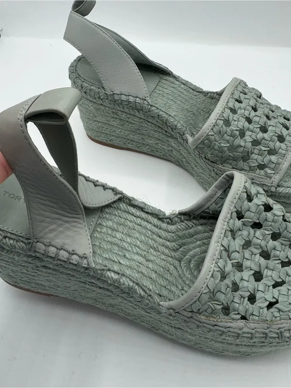 Tory Burch Adey Woven Jute Platform Espadrille Sandals mint green resortwear - Image 3