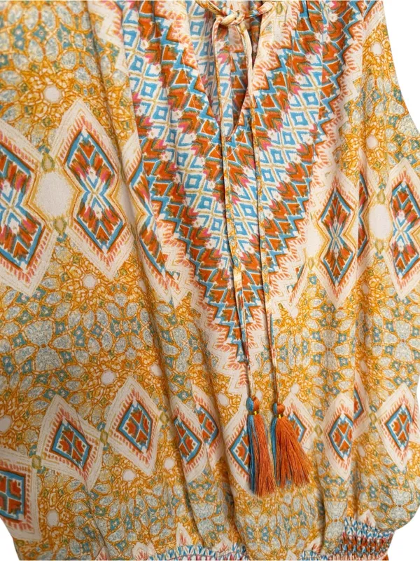 Rose + Olive Halter Boho Southwestern Print Top Size L - Image 3
