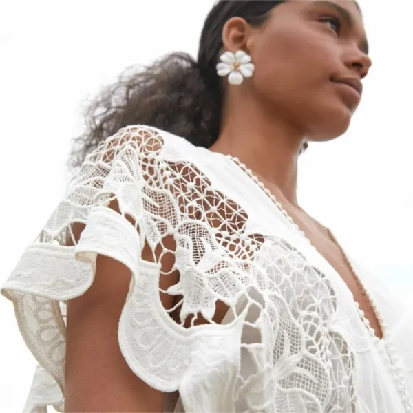 Farm Rio Off-White Richelieu Midi Dress NEW - Image 6