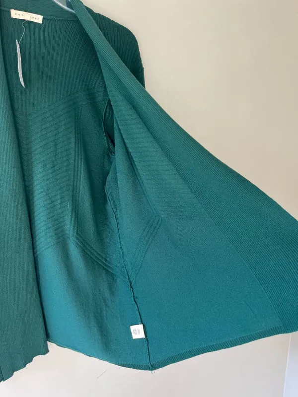 Dress Barn Retrology Sz M Green‎ Stretch Open Cardigan Sweater Long Sleeves - Image 3