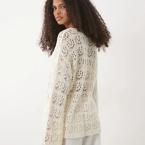 Miss Selfridge Tie Front Boho Cardigan in Cream NWT Size Small - Image 3
