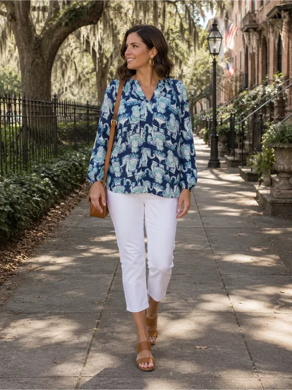 Lilly‎ Pulitzer Martinique Joy Ride Elephant Print Split Neck Rayon Blouse XXS - Image 2