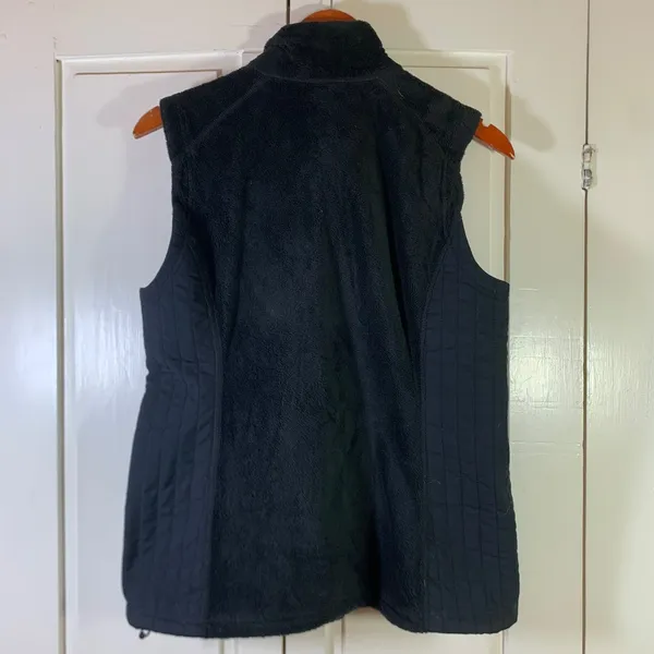 LL Bean Womens Black Fleece‎ Full Zip Vest Mock Neck Nylon Side Panels SM-REG - Image 8