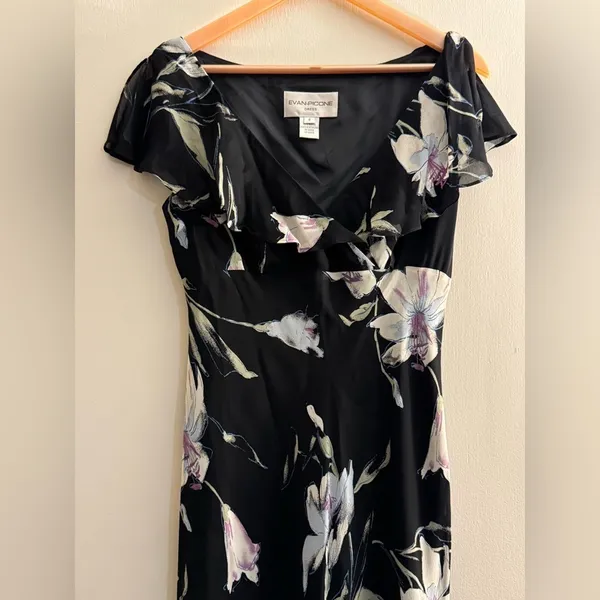 Evan Picone Size 8 Floral 90s Y2K Fairy Dress Flutter Sleeve - Image 2