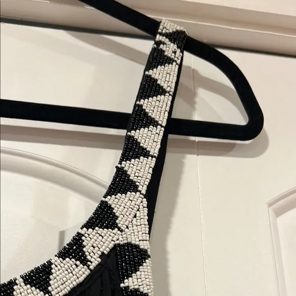 Zara Black Maxi flowing Grecian Dress medium with beaded straps. Never worn‎ - Image 4