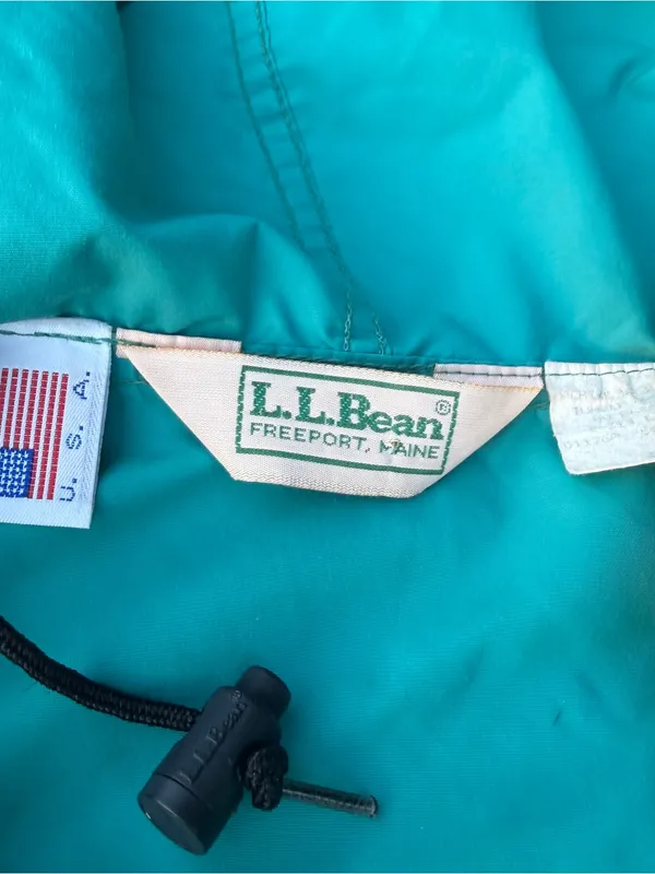 L.L.Bean Anorak Jacket Large Teal Hooded Pullover Made USA 90s Vintage - Image 3