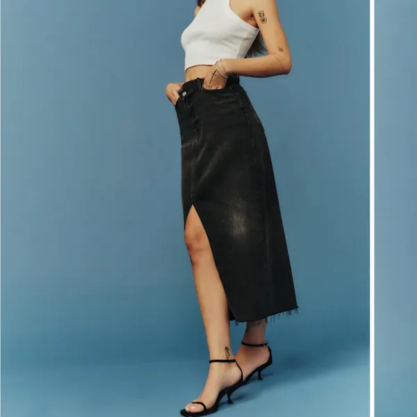 Reformation Black Denim long Skirt. 27 - Image 3