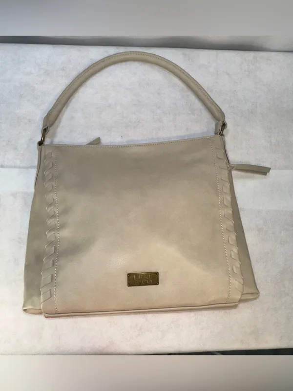 Frye And Co. Aurora Hobo Shoulder Bag Crossbody Strap Cream Whipstitch Pockets - Image 3
