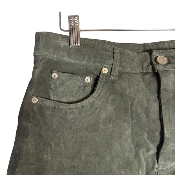 BlankNYC Hunter Green Retro Suede Leather Front Slit Pencil Midi Skirt Size 29 - Image 9