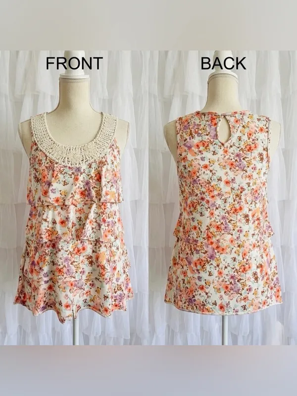 Maurices Women’s Sleeveless Tank Floral Pattern Blouse Size Medium - Image 3