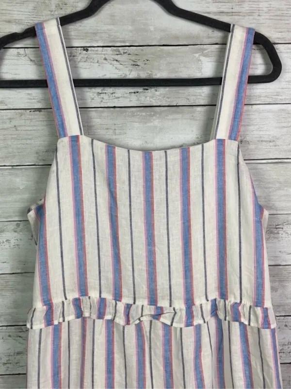 Rails Sandy Tahiti Blue White Pink Striped Tiered Ruffle Feminine Sundress Large - Image 5