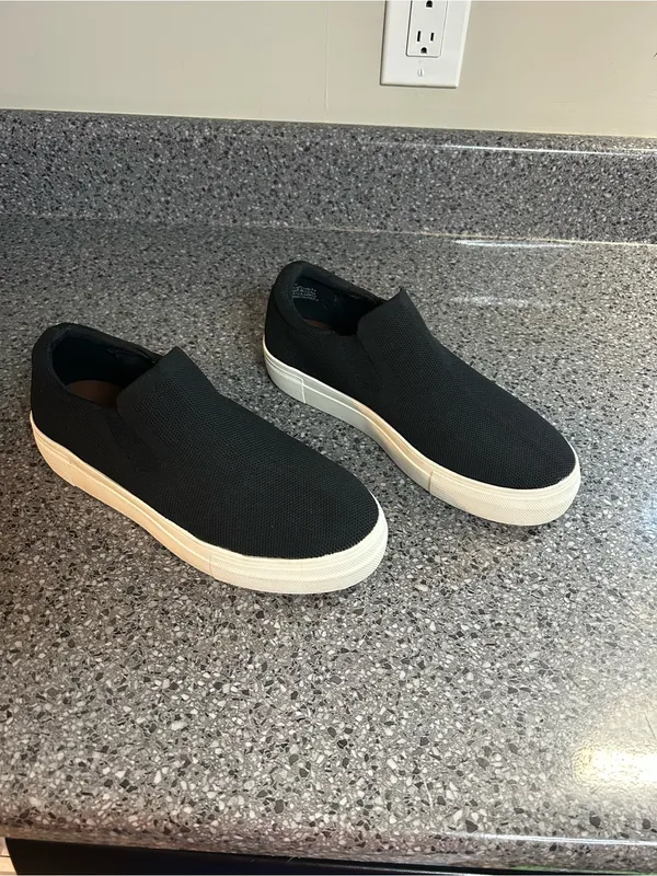 MIA Black Knit Slip-On Sneakers with White Sole - Image 2