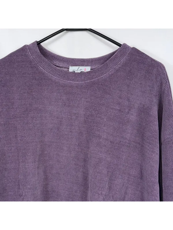 Boutique Purple Ribbed Oversized Top Large NWOT - Image 2